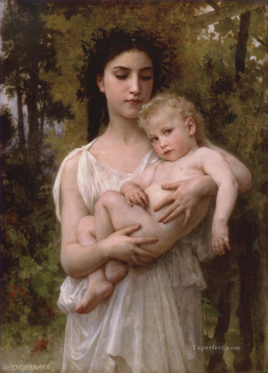 Le jeune frere 1900 Realism William Adolphe Bouguereau Oil Paintings